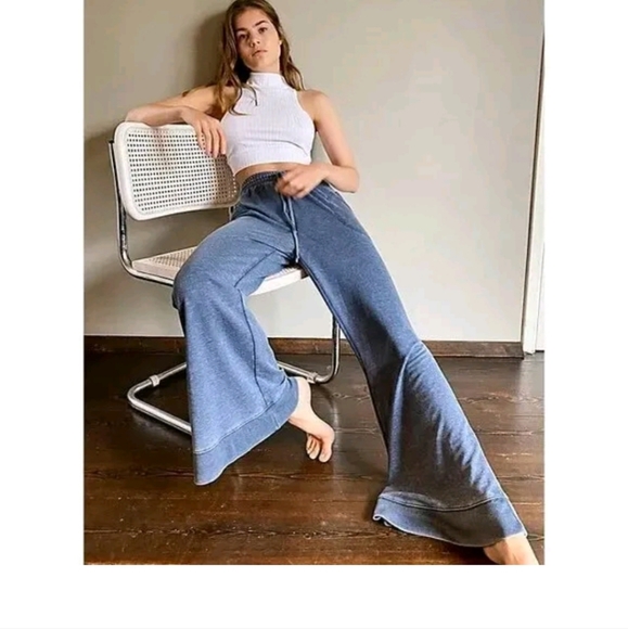 Free People Cozy Cool Girl Lounge Pants, Dark Sapphire Blue, BNWT - Picture 2 of 9